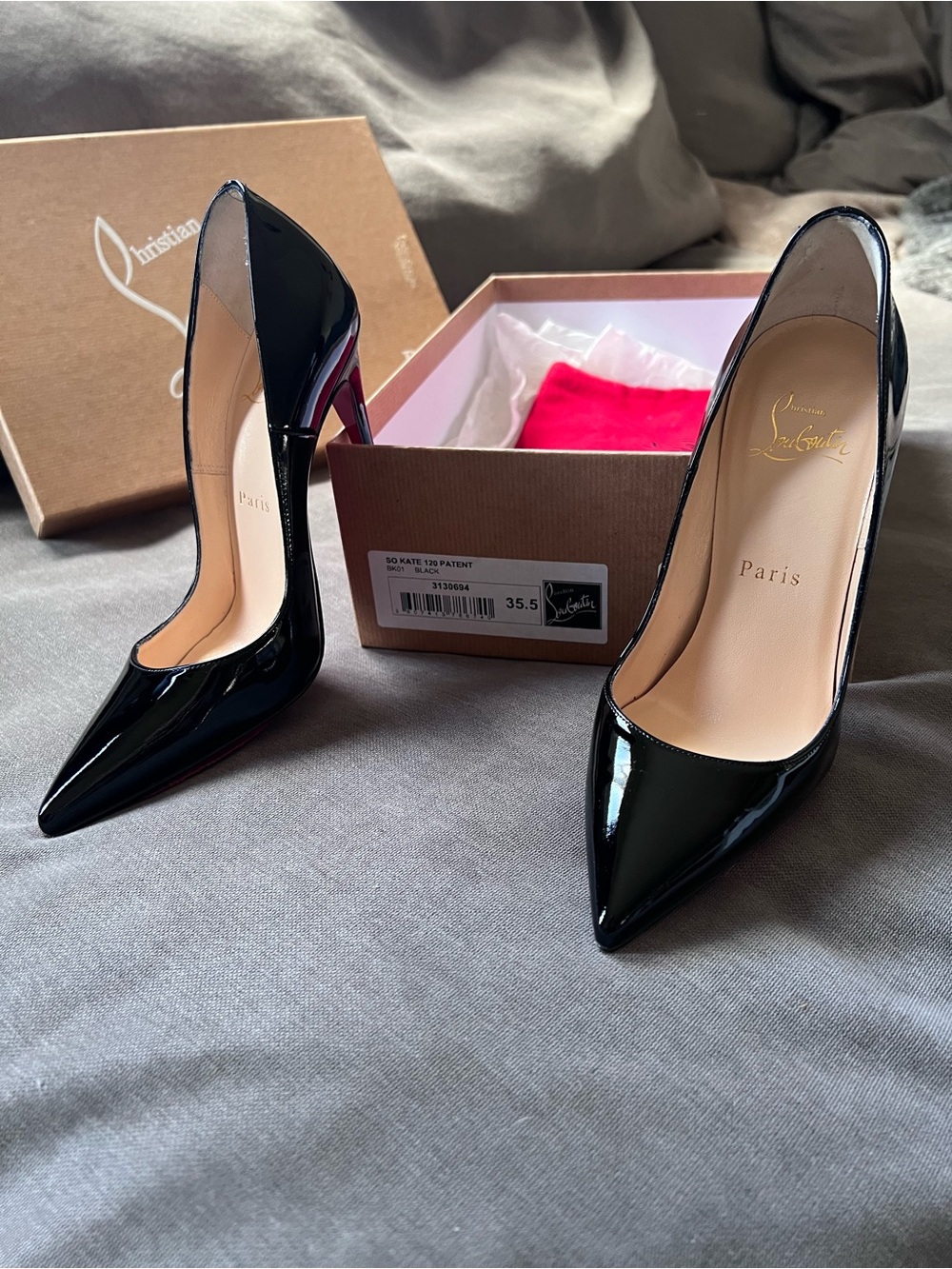 Christian Louboutin So Kate 120mm Black Patent Leather Heels (only worn once)